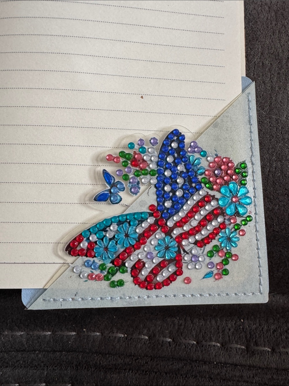 Crystal Rhinestone Butterfly Corner Bookmark - Red, Blue, Teal